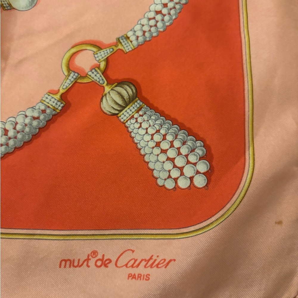 Cartier Pink and Orange Silk Scarf